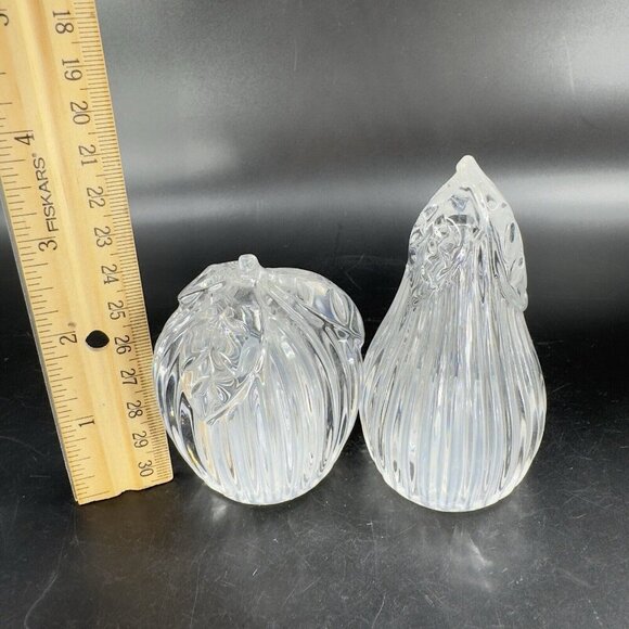 Gorham Apple And Pear Fruit Salt And Pepper Shakers Set 2 Clear Vintage Crystal - Picture 8 of 13